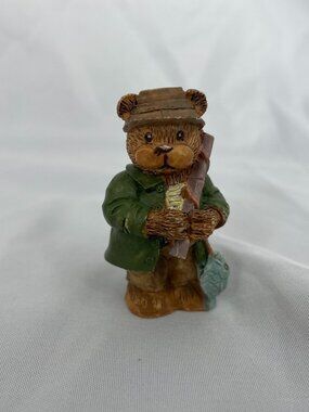 Vintage 1990s Tender Heart Treasures Fishing Mini Bear Figurine